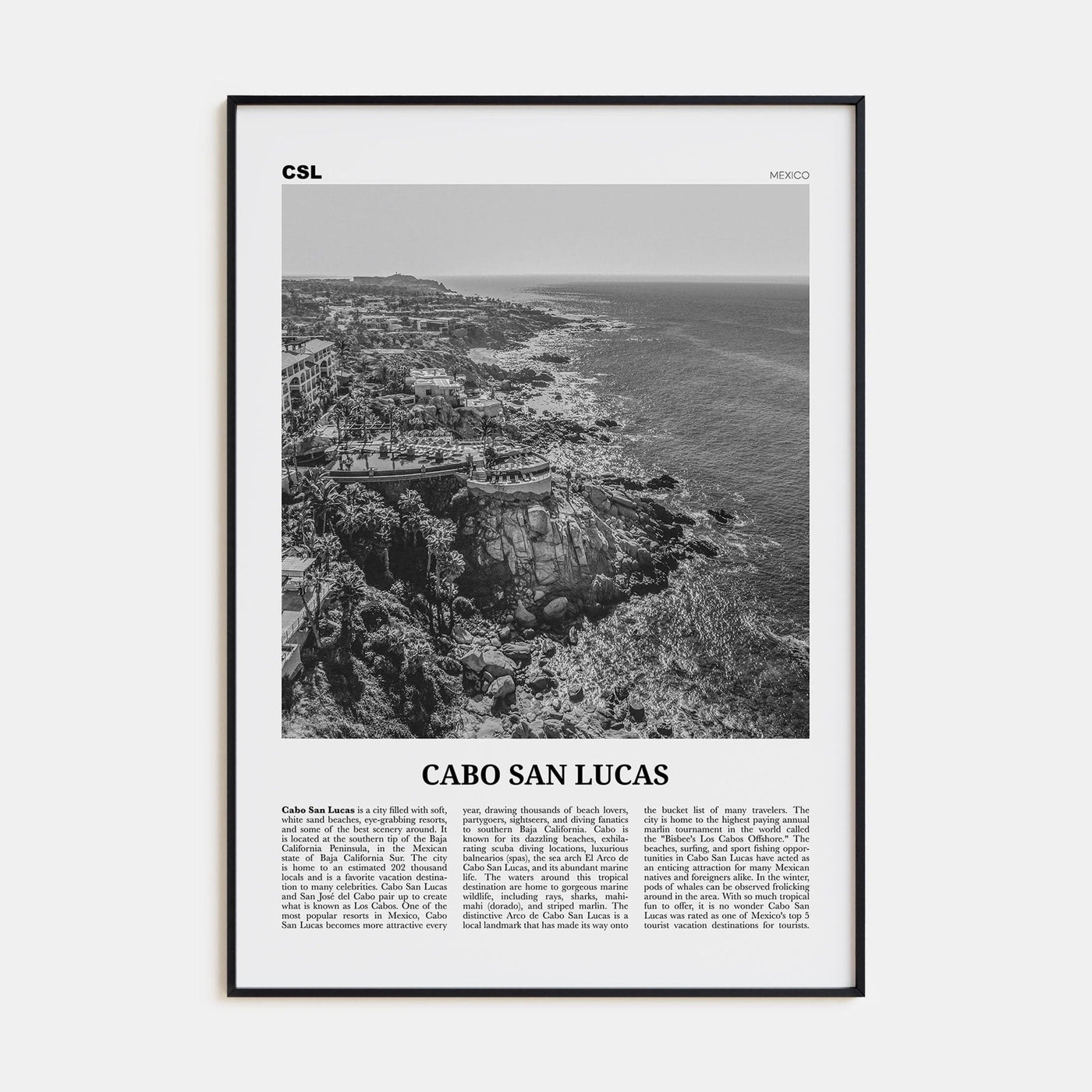 Cabo San Lucas Poster None / 8x12 in Nbourhood Travel B&W Poster