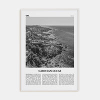 Cabo San Lucas Poster White Wood / 8x12 in Nbourhood Travel B&W Poster