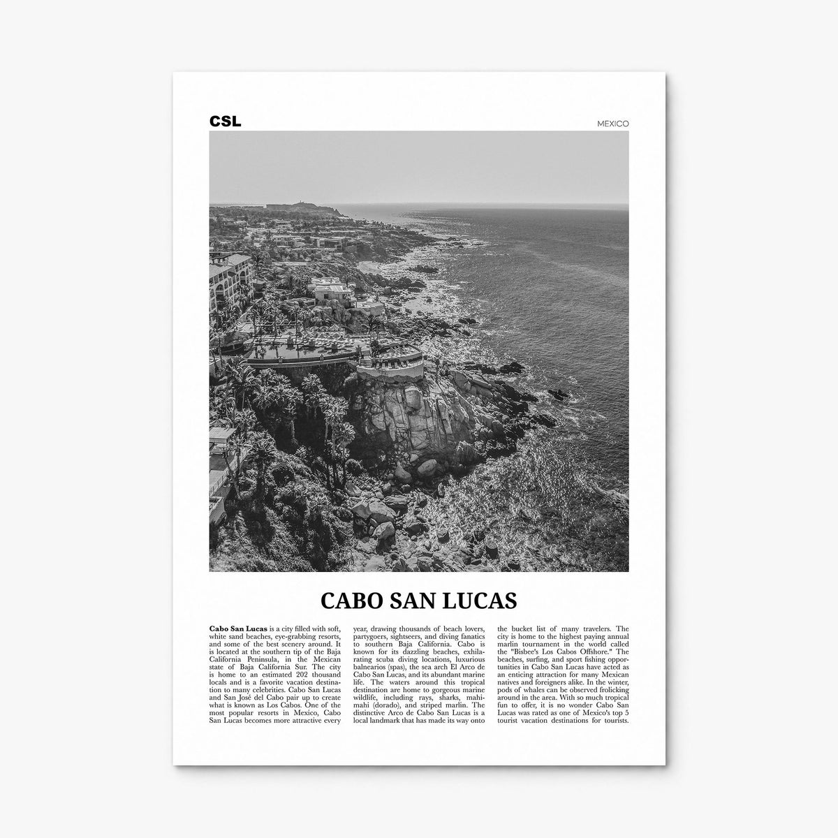 Cabo San Lucas Newspaper Poster, print only (unframed)