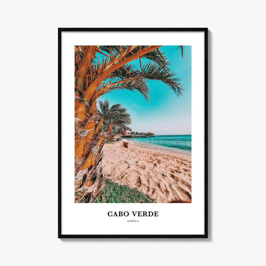Cabo Verde colorful classic poster of Africa – vertical wall art, unframed print shown in interior mockup