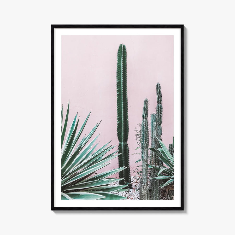Cactus no. 2 colorful photo poster – vertical wall art, unframed print shown in interior mockup