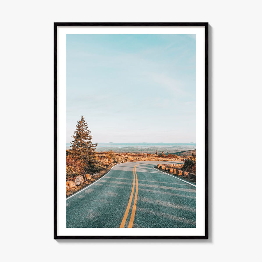 Cadillac Mountain Photo Poster, framed poster mockup, white border