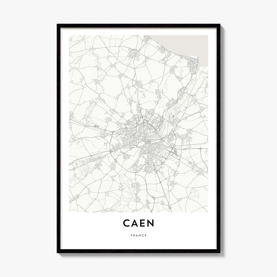 Caen Map Poster, framed poster mockup