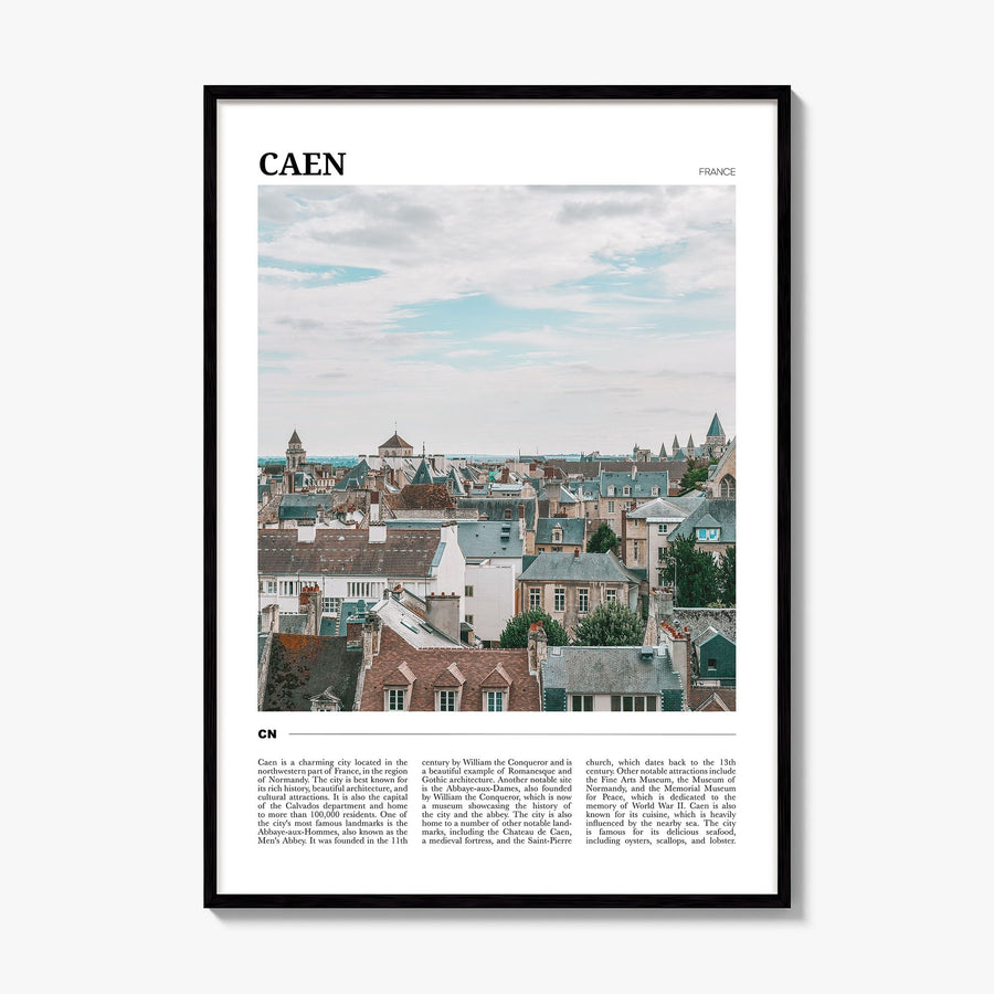 Caen Travel Poster, framed poster mockup