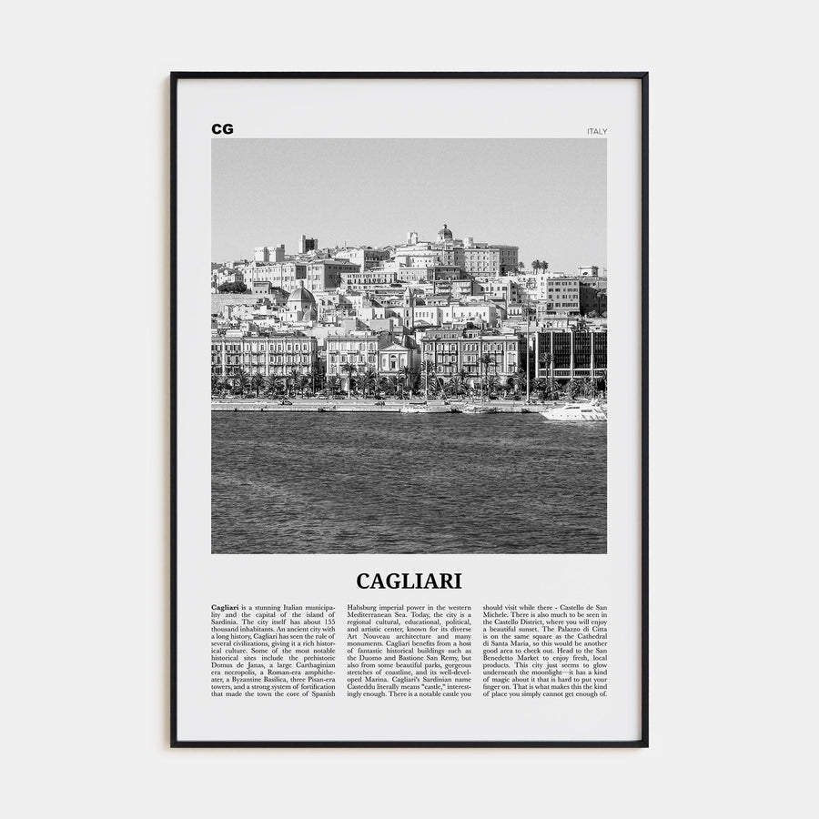 Cagliari No 1 Poster None / 8x12 in Nbourhood Travel B&W Poster