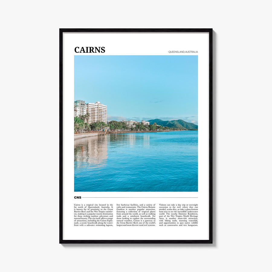 Cairns colorful travel poster of Queensland, Australia – vertical wall art, unframed print shown in interior mockup