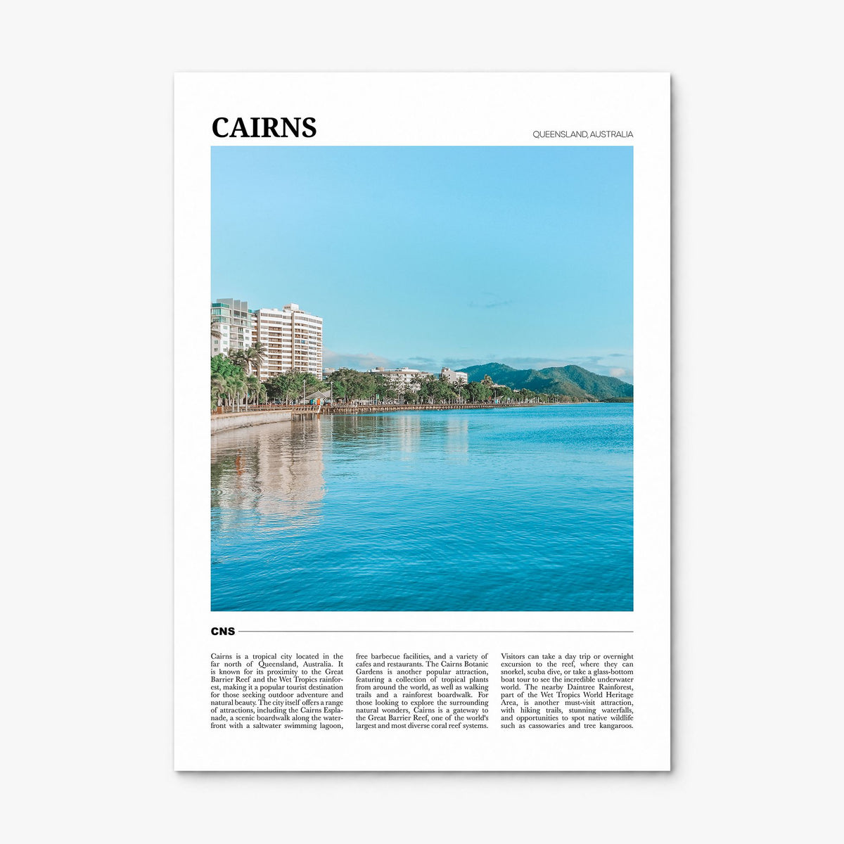 Cairns Travel Poster, print only (unframed)