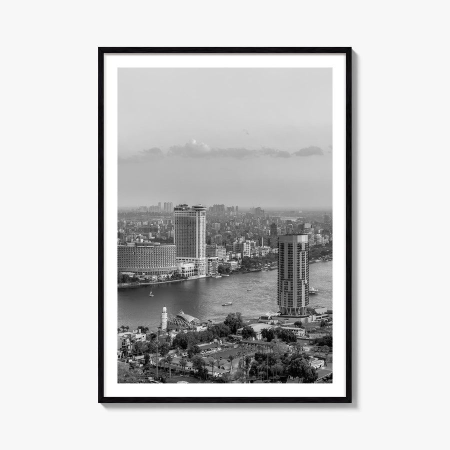 Cairo black & white photo poster of Egypt – vertical wall art, unframed print shown in interior mockup
