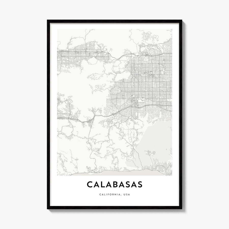 Calabasas Map Poster, framed poster mockup