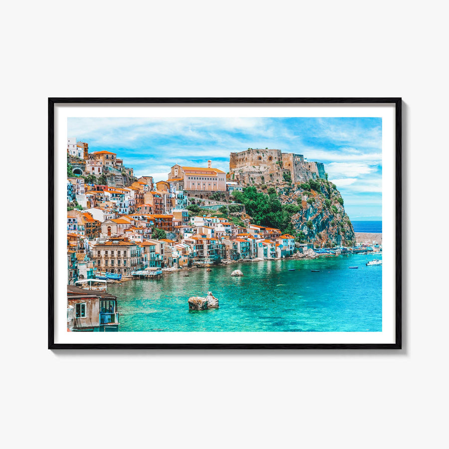 Calabria colorful photo poster of Italy – horizontal wall art, unframed print shown in interior mockup