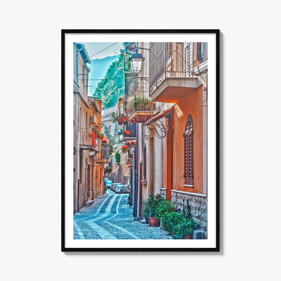Calabria no. 2 colorful photo poster of Italy – vertical wall art, unframed print shown in interior mockup