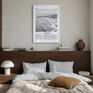 California no. 1 black & white newspaper poster of United States – vertical wall art in white wood frame, hanging on wall