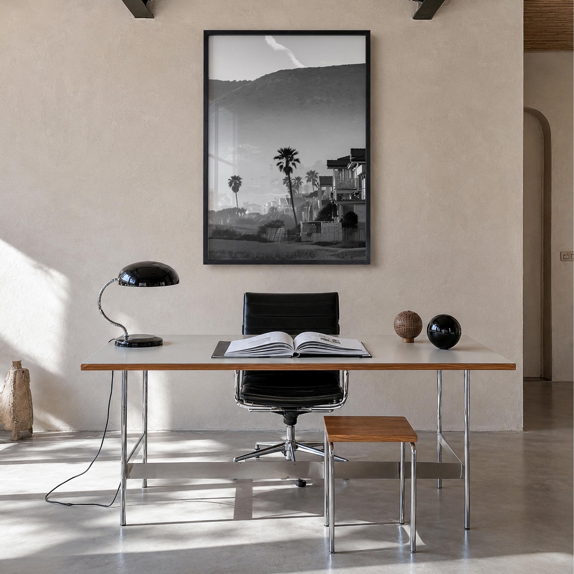 California no. 1 black & white photo poster of United States – vertical wall art in black wood frame, hanging on wall