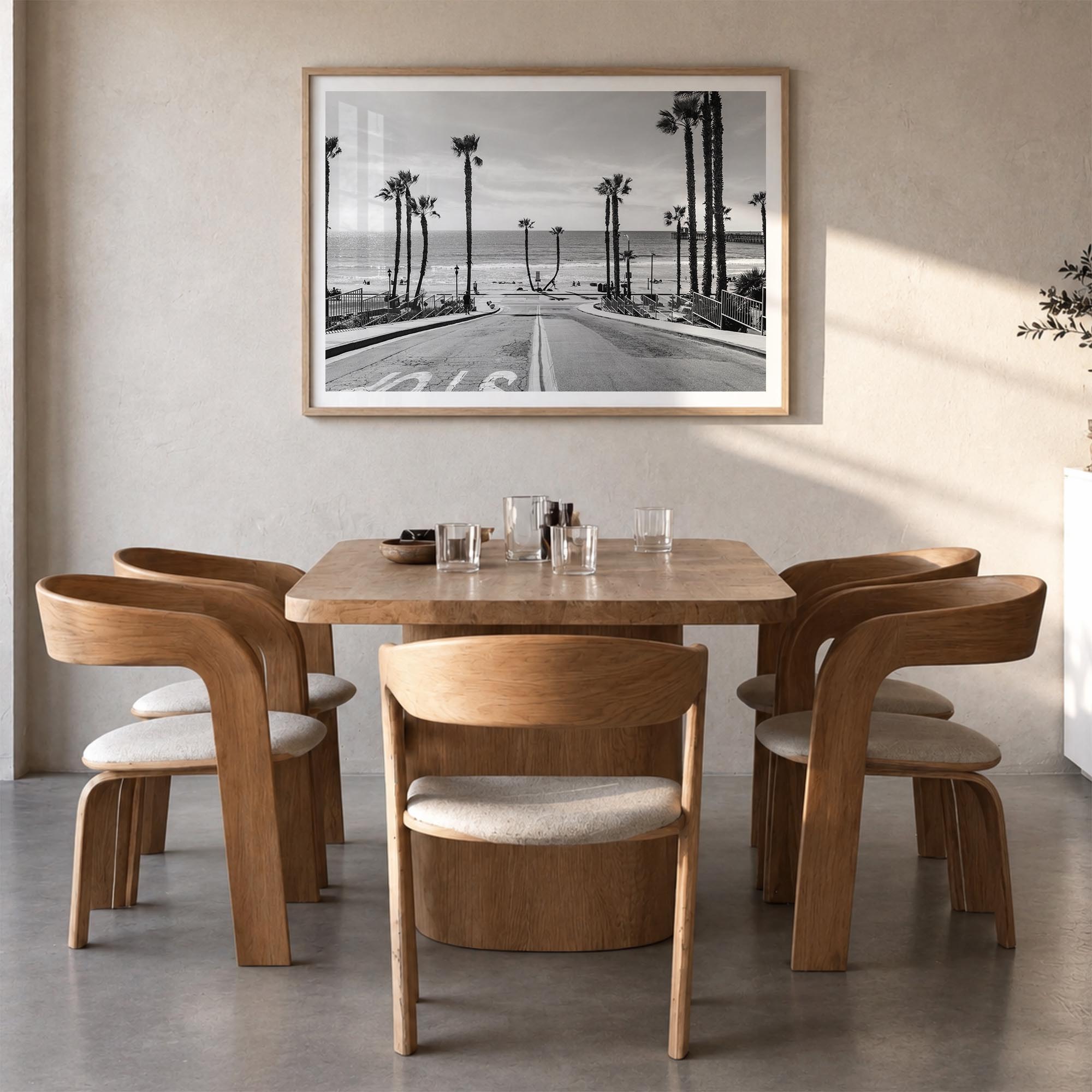 California no. 1 black & white photo poster of United States – horizontal wall art in natural wood frame with white border, h