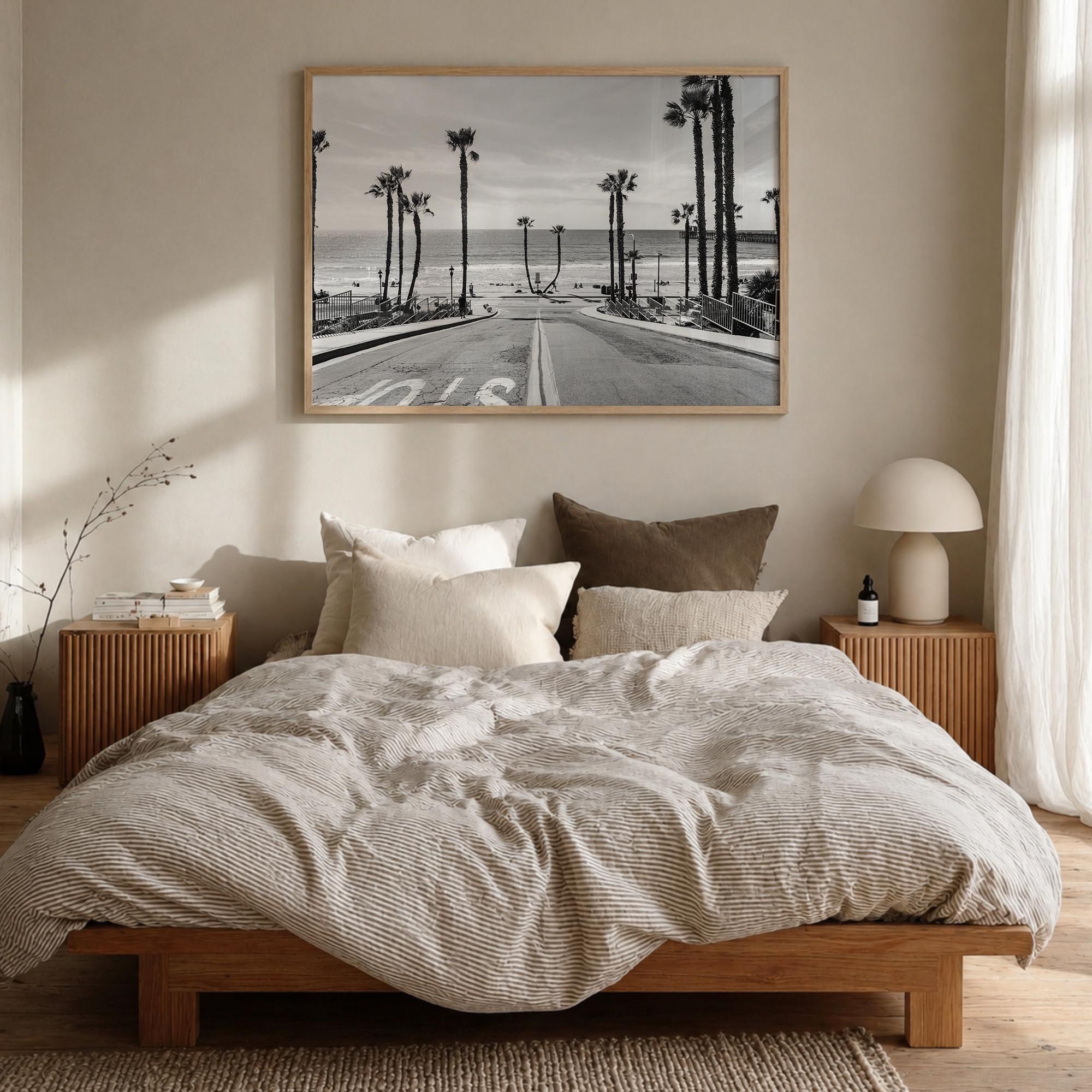 California no. 1 black & white photo poster of United States – horizontal wall art in natural wood frame, hanging on wall