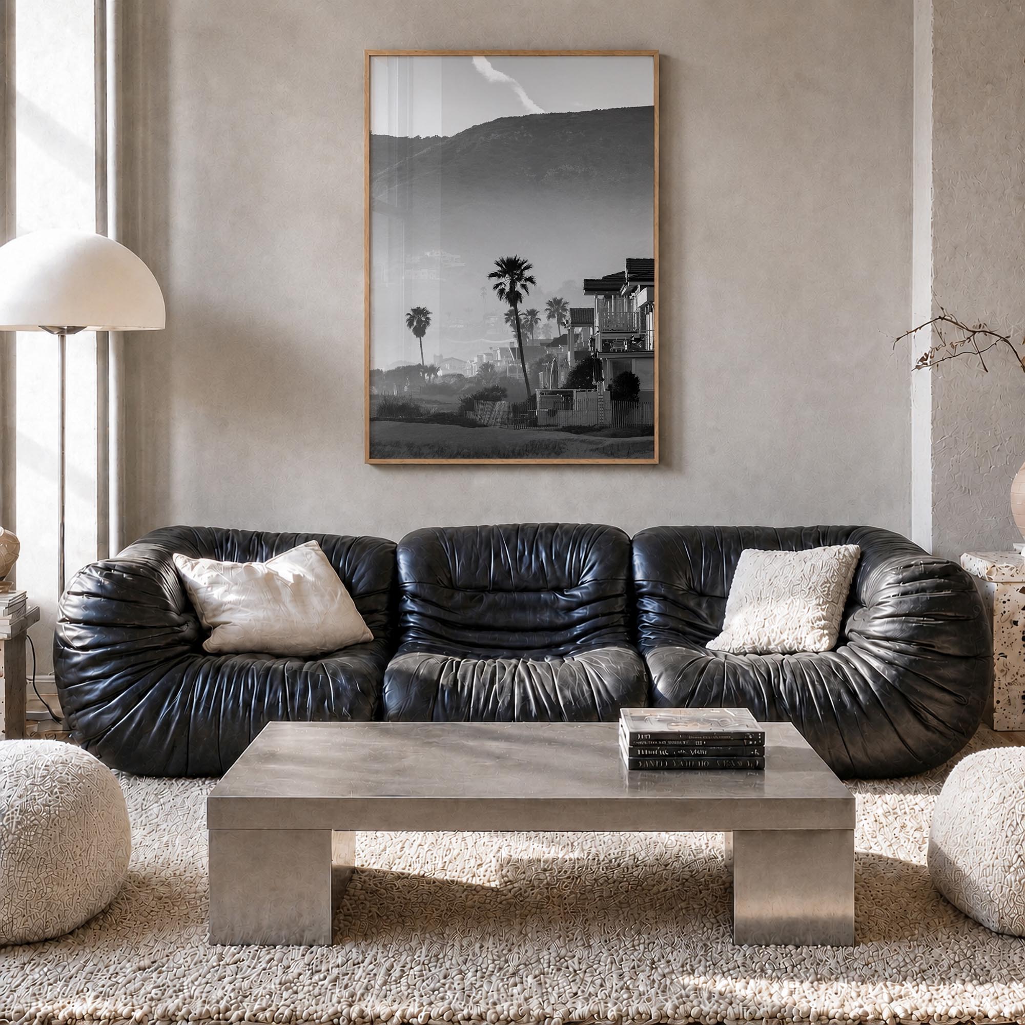 California no. 1 black & white photo poster of United States – vertical wall art in natural wood frame, hanging on wall