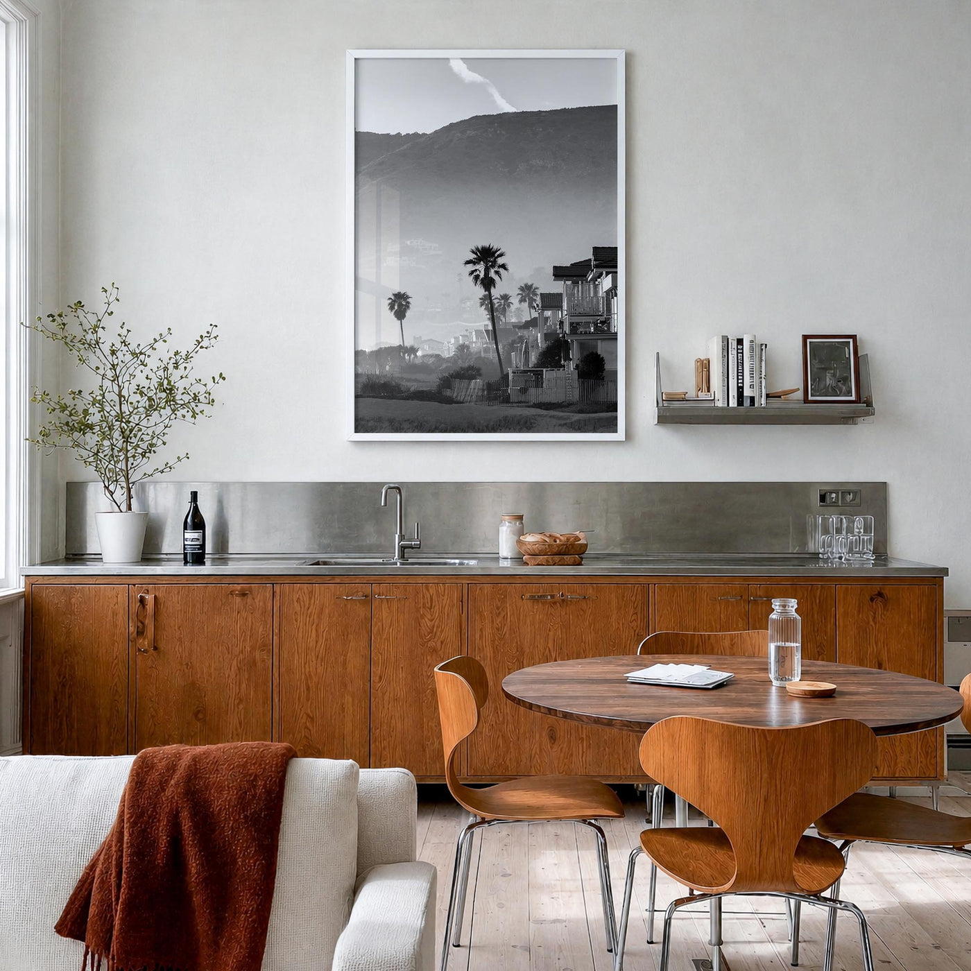 California no. 1 black & white photo poster of United States – vertical wall art in white wood frame, hanging on wall
