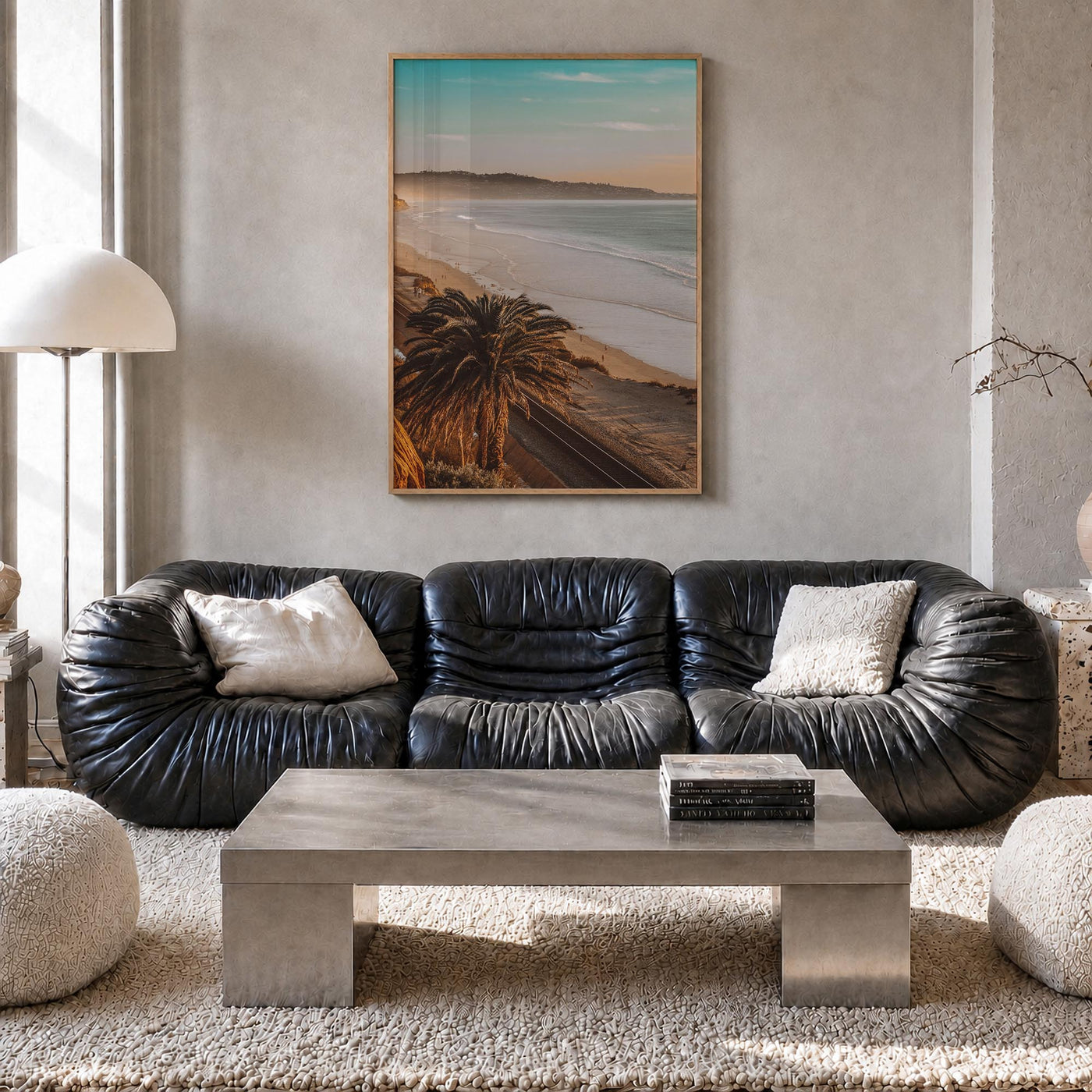 California no. 1 colorful photo poster of United States – vertical wall art in natural wood frame, hanging on wall