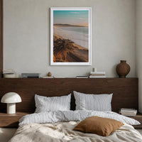 California no. 1 colorful photo poster of United States – vertical wall art in white wood frame with white border, hanging on