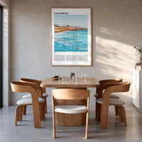 California no. 1 colorful travel poster of United States – vertical wall art in natural wood frame, hanging on wall