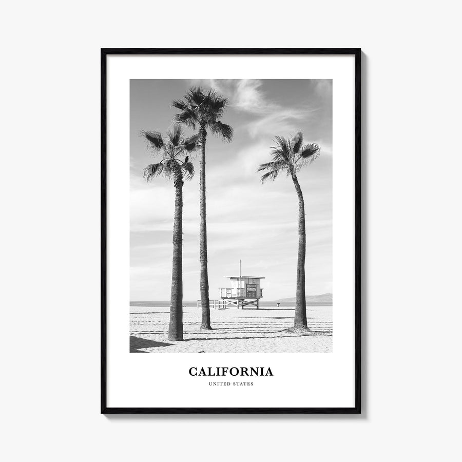 California no. 2 black & white classic poster of United States – vertical wall art, unframed print shown in interior mockup