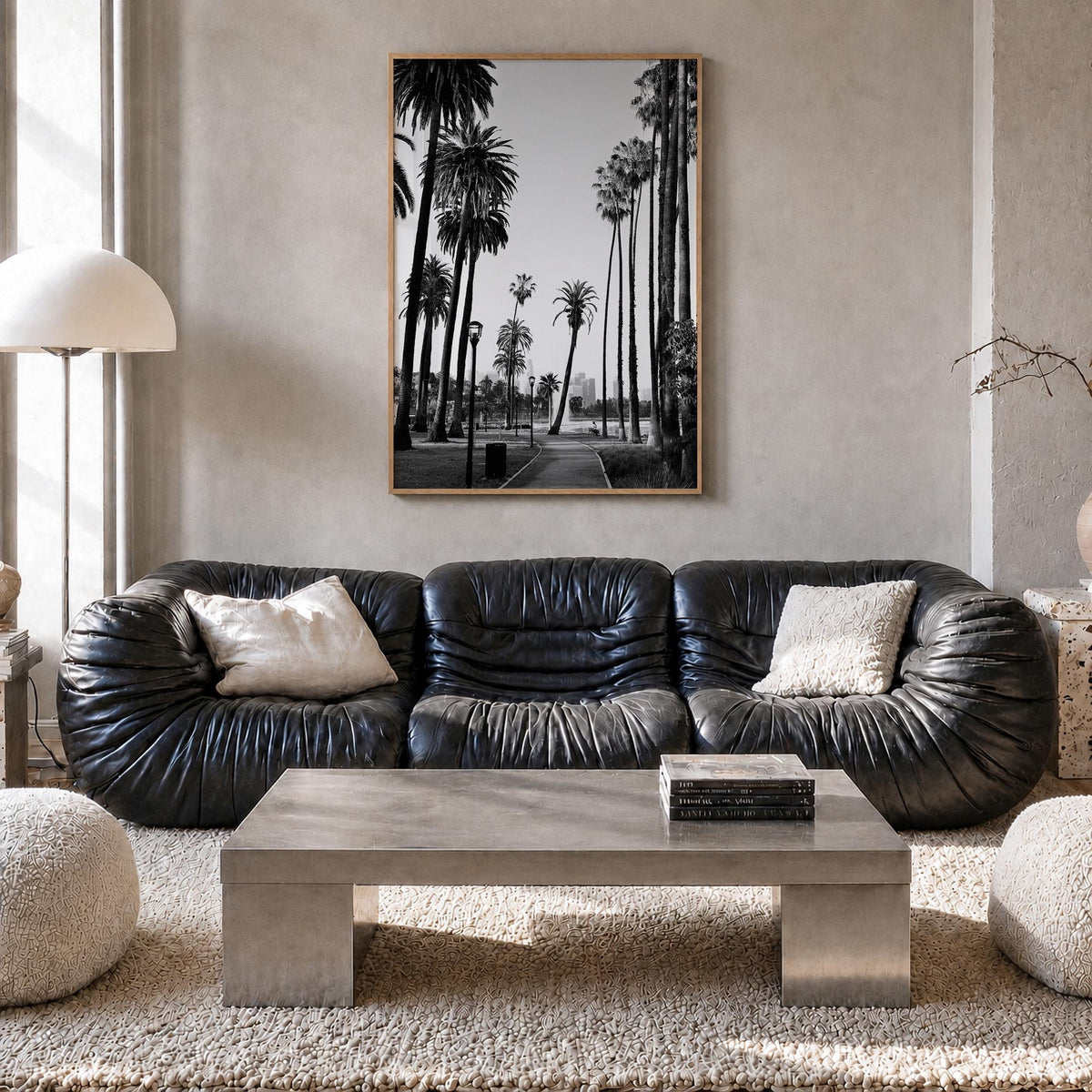 California no. 2 black & white photo poster of United States – vertical wall art in natural wood frame, hanging on wall