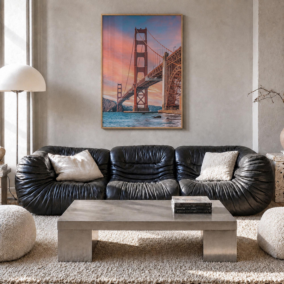 California no. 2 colorful photo poster of United States – vertical wall art in natural wood frame, hanging on wall