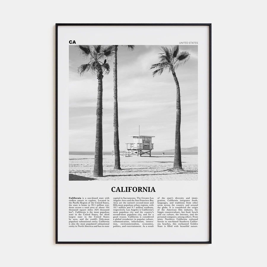 California No 2 Poster None / 8x12 in Nbourhood Travel B&W Poster