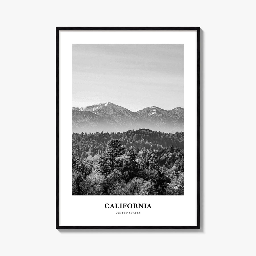 California no. 3 black & white classic poster of United States – vertical wall art, unframed print shown in interior mockup