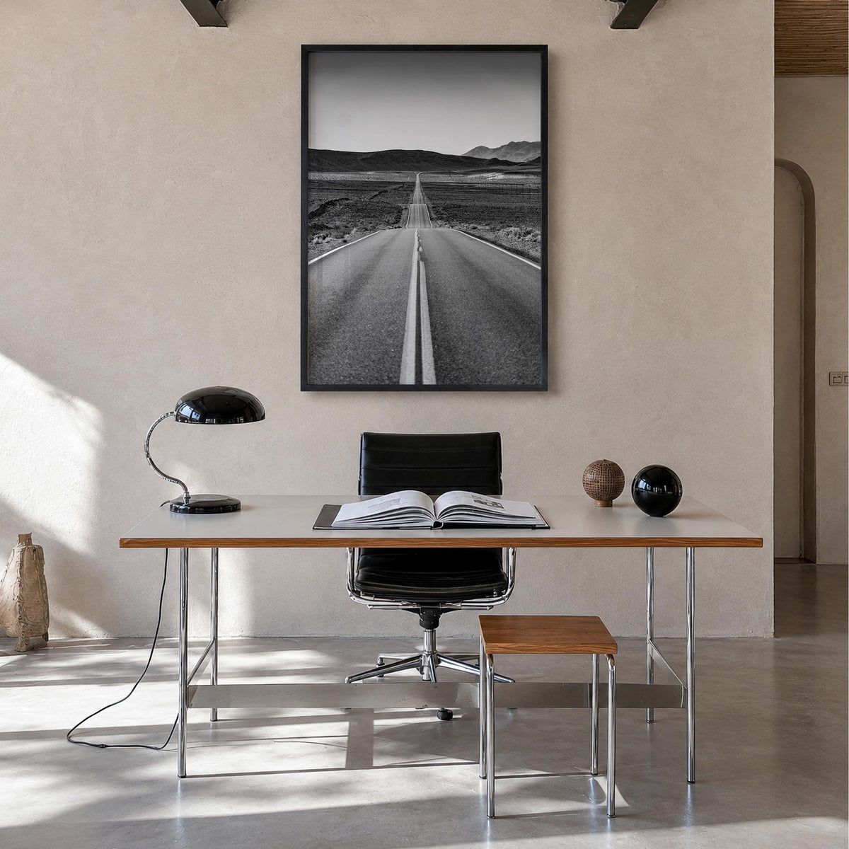 California no. 3 black & white photo poster of United States – vertical wall art in black wood frame, hanging on wall