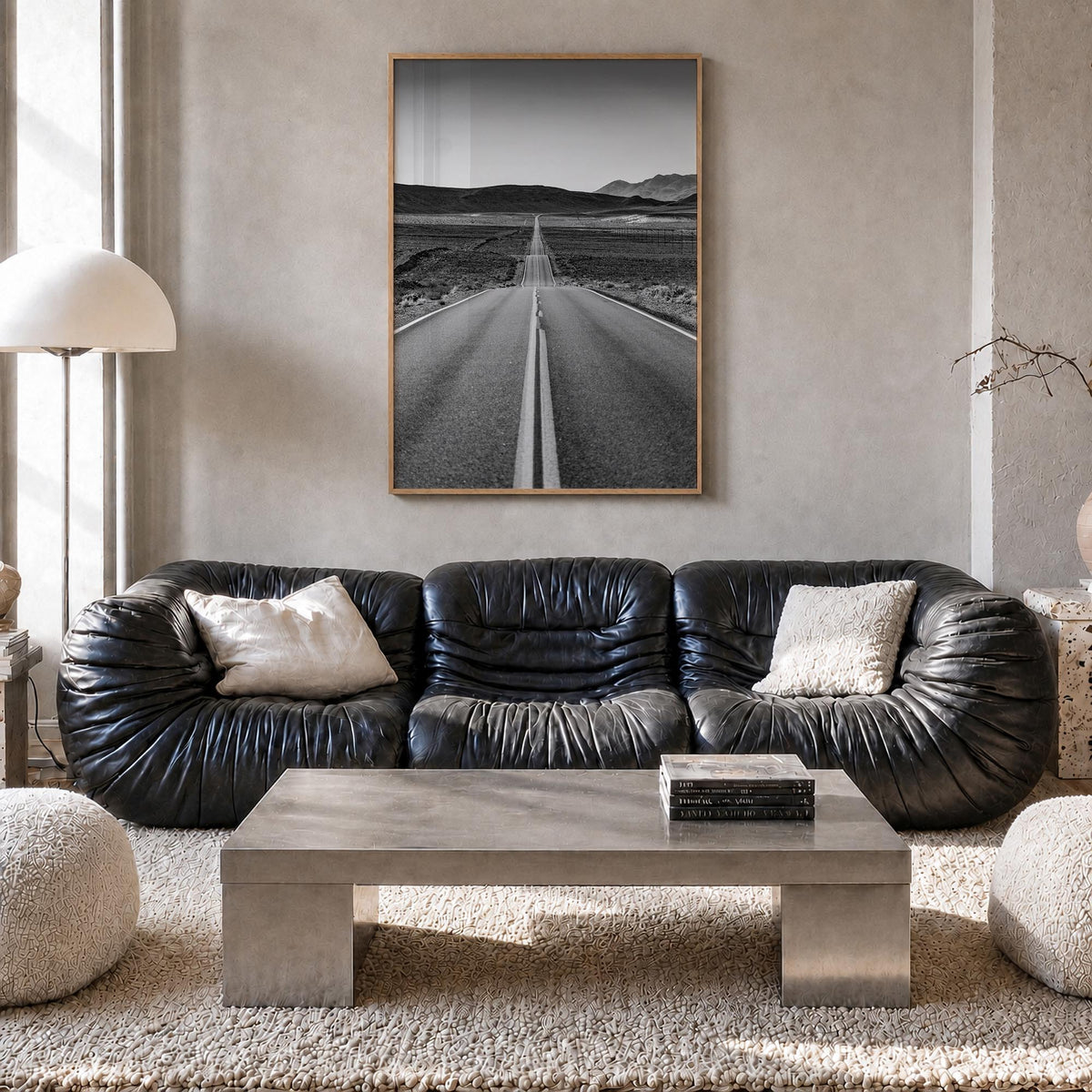 California no. 3 black & white photo poster of United States – vertical wall art in natural wood frame, hanging on wall