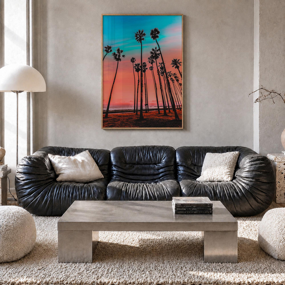 California no. 3 colorful photo poster of United States – vertical wall art in natural wood frame, hanging on wall