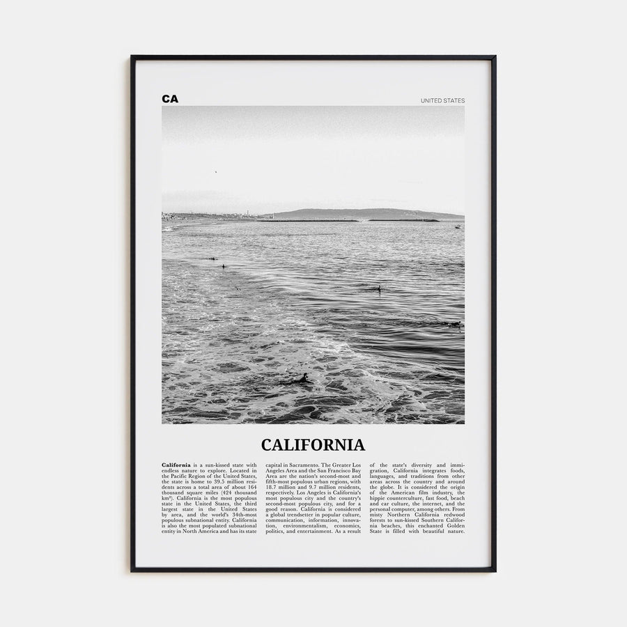 California No 3 Poster None / 8x12 in Nbourhood Travel B&W Poster