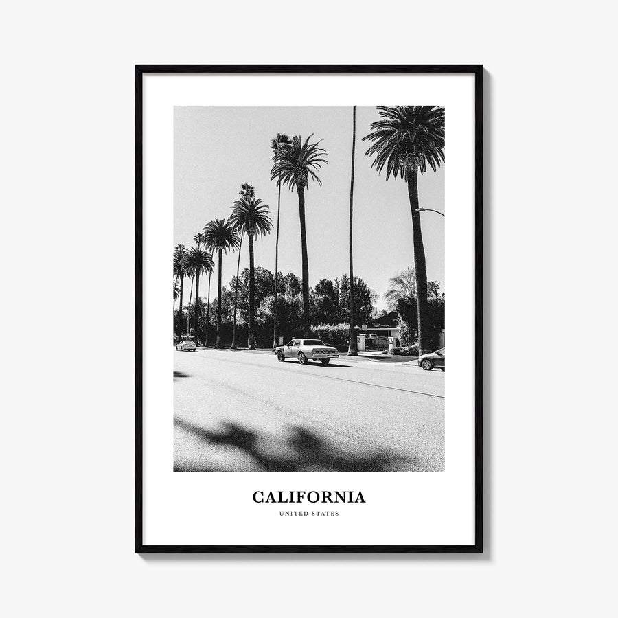 California no. 4 black & white classic poster of United States – vertical wall art, unframed print shown in interior mockup