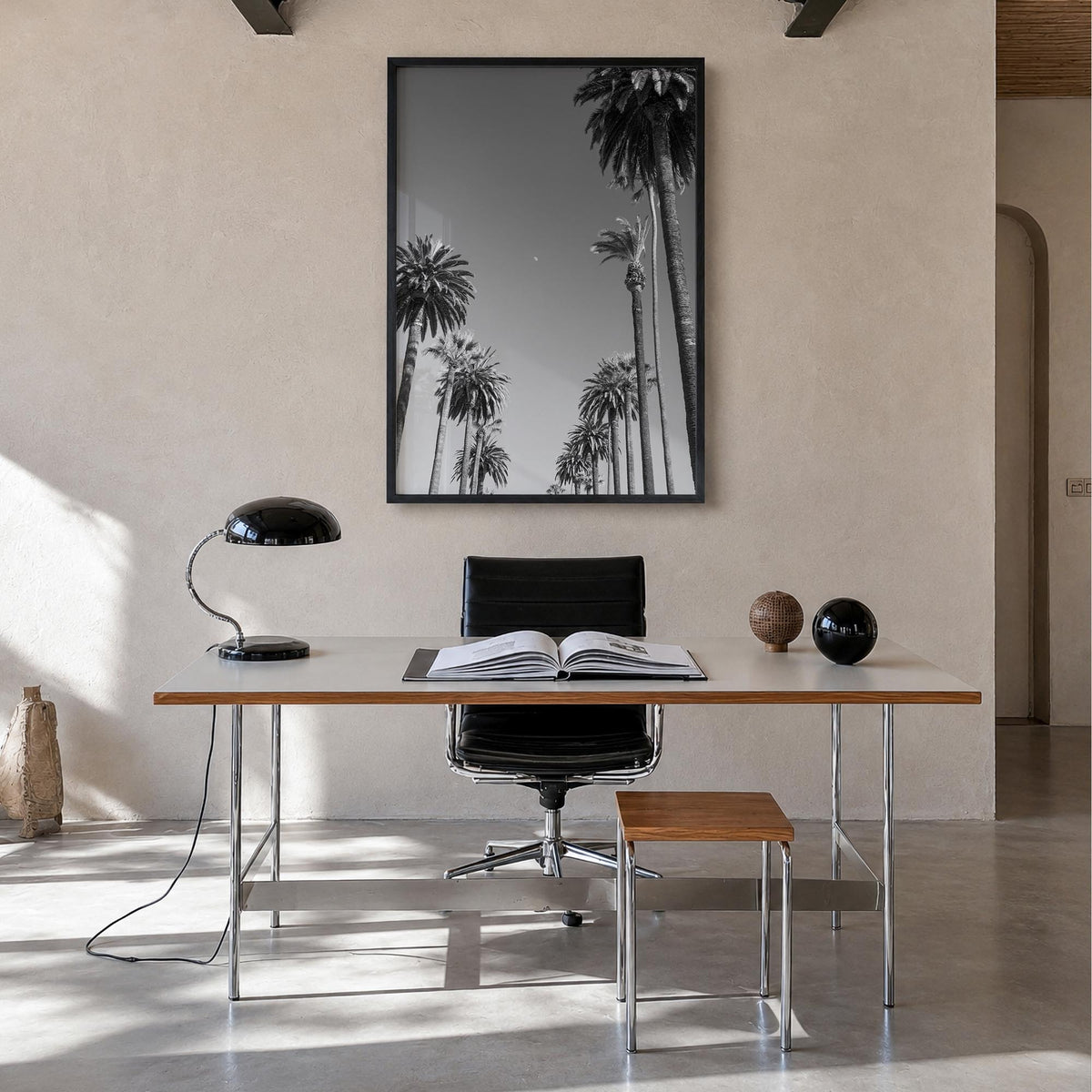 California no. 4 black & white photo poster of United States – vertical wall art in black wood frame, hanging on wall