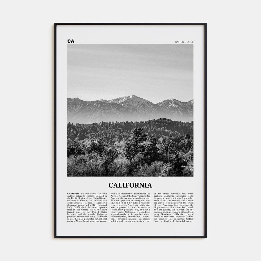 California No 4 Poster None / 8x12 in Nbourhood Travel B&W Poster