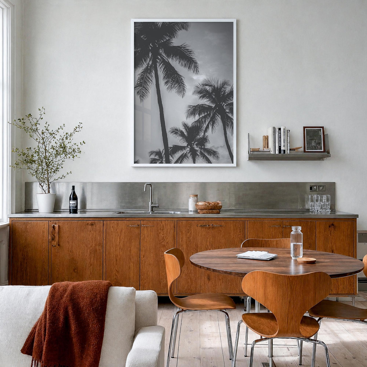 California no. 5 black & white photo poster of United States – vertical wall art in white wood frame, hanging on wall