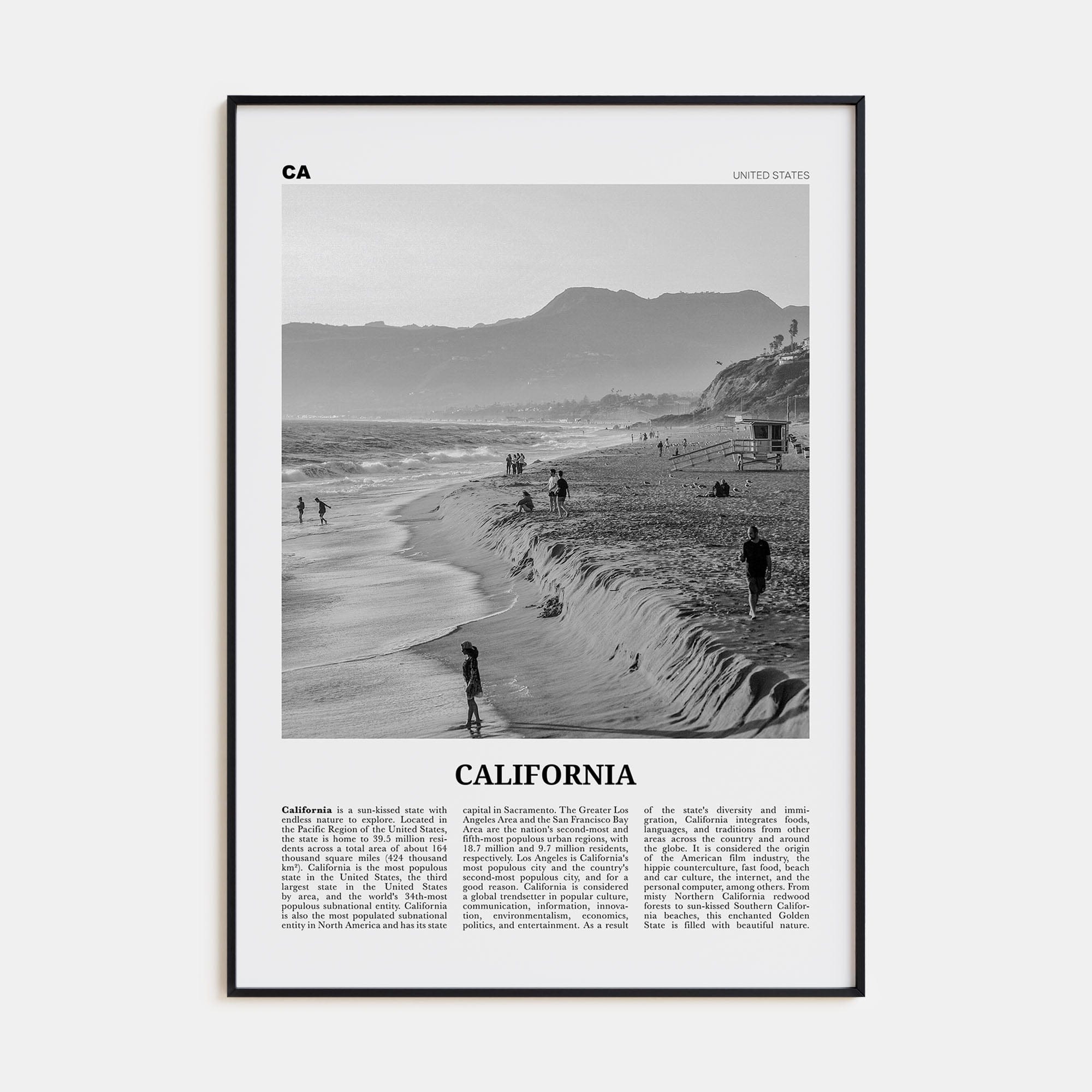 California No 5 Poster None / 8x12 in Nbourhood Travel B&W Poster