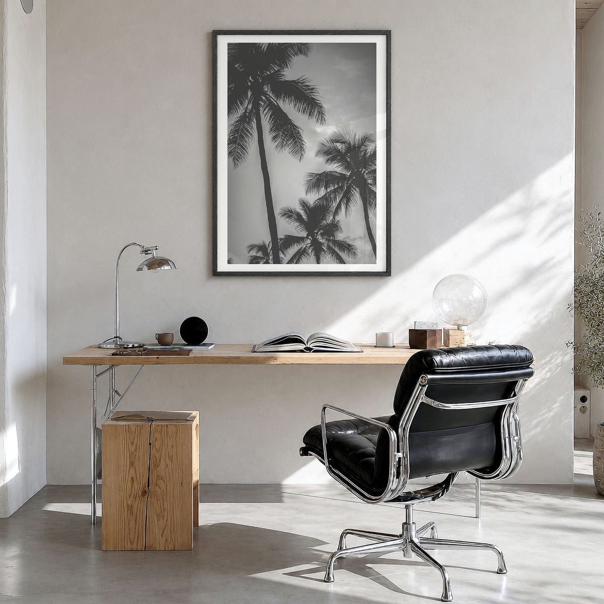 California Photo No 5 Poster in a black wood frame, hanging in a bright home office, white border