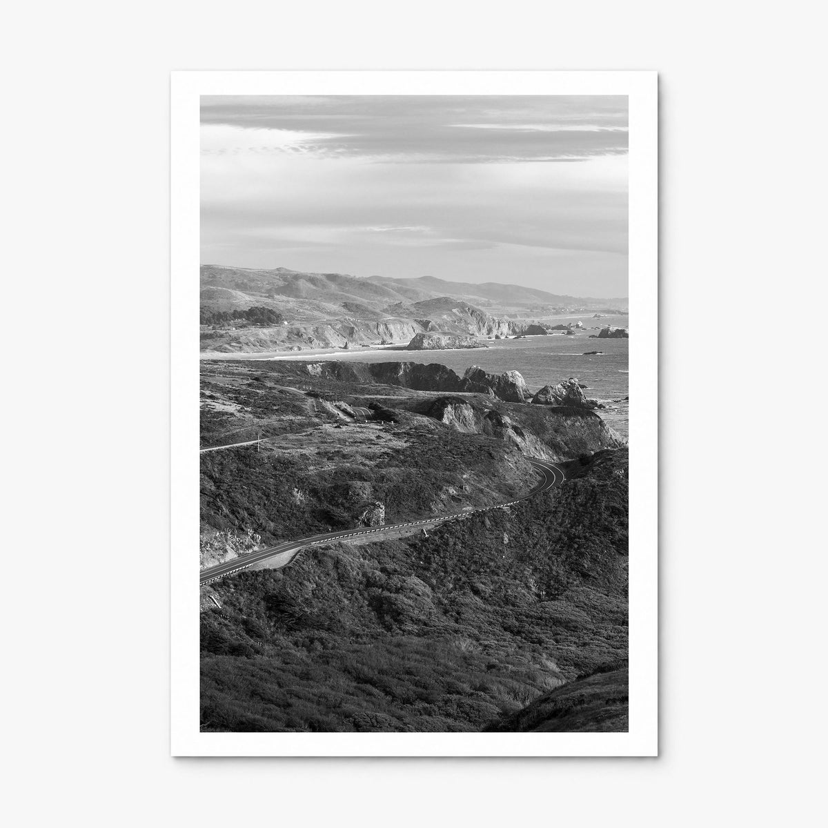 Pacific Coast Highway Photo Poster, print only (unframed), white border