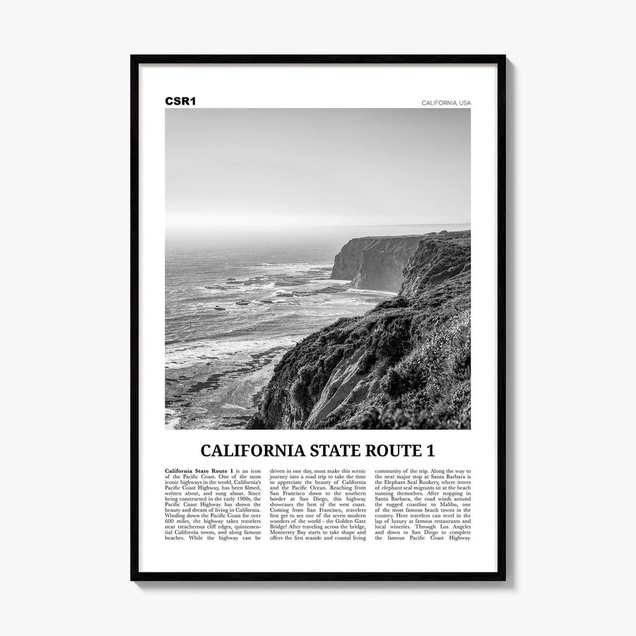 California State Route 1 Newspaper Poster, framed poster mockup