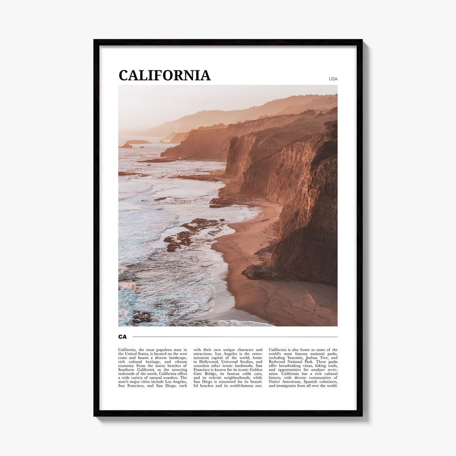California Travel No 2 Poster, framed poster mockup