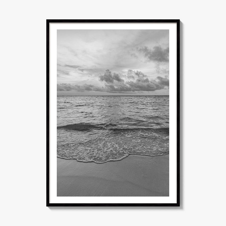 Calm Beach Photo Poster, framed poster mockup, white border