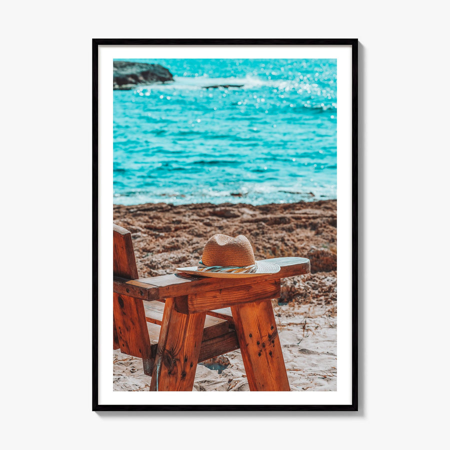 Calm Beach Photo Poster, framed poster mockup, white border