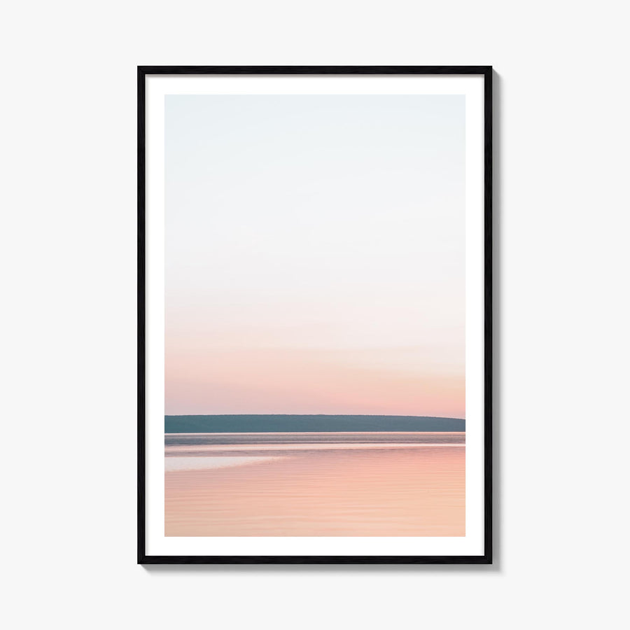 Calm Sunset no. 1 colorful photo poster – vertical wall art, unframed print shown in interior mockup