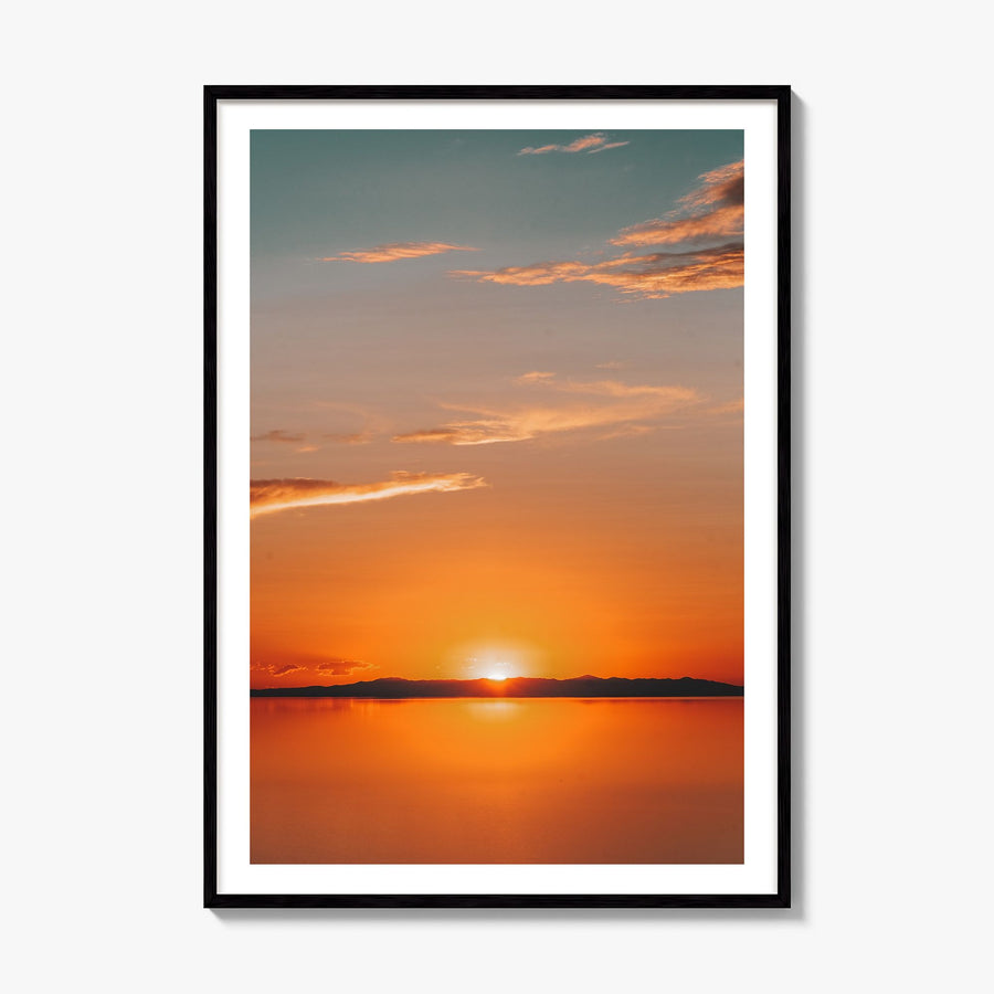 Calm Sunset Photo No 3 Poster, framed poster mockup, white border