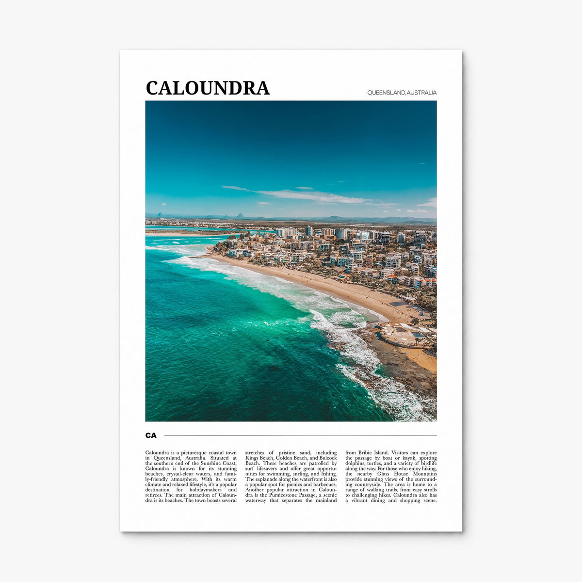 Caloundra Travel Poster, print only (unframed)