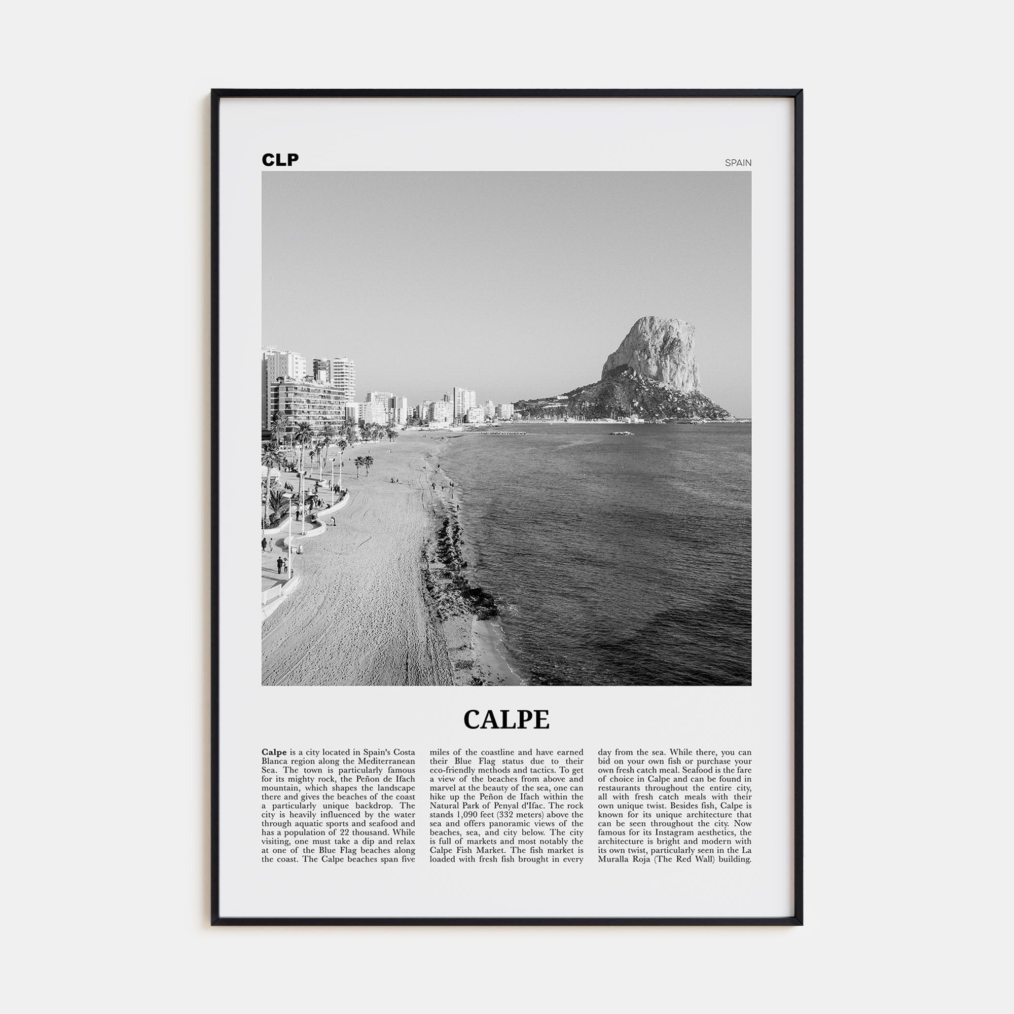 Calpe Poster None / 8x12 in Nbourhood Travel B&W Poster