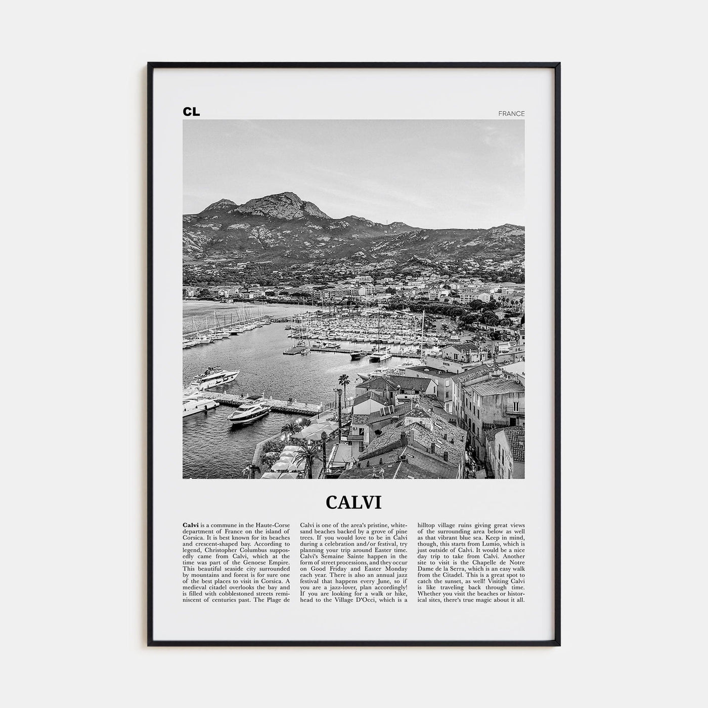 Calvi Poster None / 8x12 in Nbourhood Travel B&W Poster