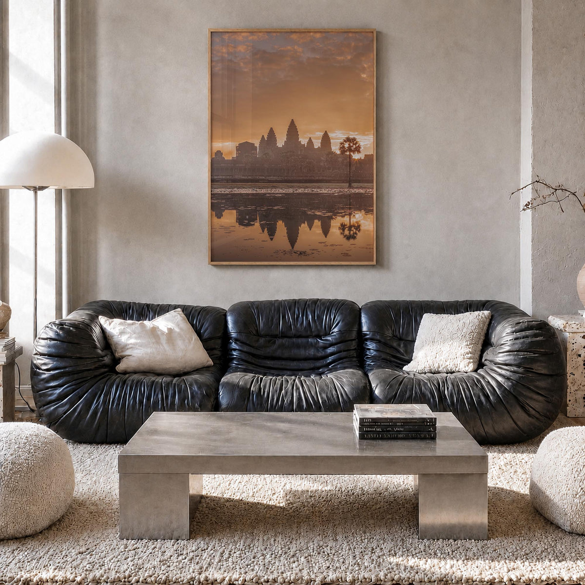 Cambodia colorful photo poster of Asia – vertical wall art in natural wood frame, hanging on wall